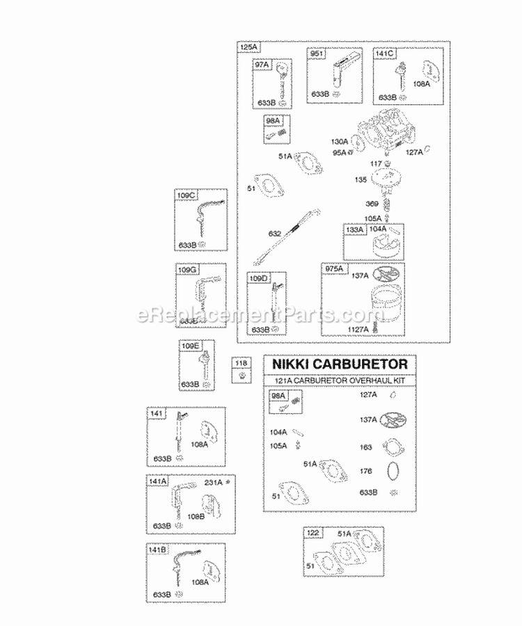 Carburetor Kit - Carburetor Overhaul Diagram and Parts List for  Briggs and Stratton Engine